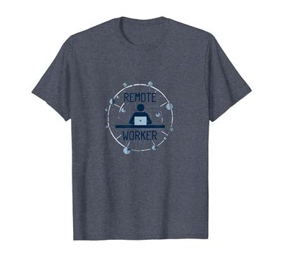 Remote Worker Digital Connectivity T-Shirt, Men, Heather Blue, 4XL