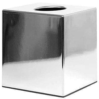 Bolero Boîte à mouchoirs cube chrome brillant, base en plastique, taille : 130 (H) x 120 (L) x 120 (P) mm, salle de bain et zones de réception, CC493