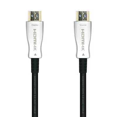 AISENS A148-0378 HDMI-kabel V2.0 AOC Premium hoge snelheid/HEC 4K @60Hz 4:4 18Gbps, A/M-A/M, zwart, 20m