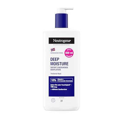 Neutrogena Formule norvégienne Deep Moisture - Lotion corporelle immédiatement absorbante (400 ml) pour plus d'hydratation sur peau sèche