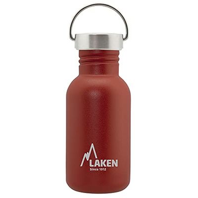 Laken Basic roestvrijstalen fles met staal en brede mond, 0,5 lood rood