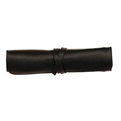 Clairefontaine - Ref 930026C - Flying Spirit Leather Pencil Case Roll - 26.7 x 20.5cm in Size, Made from Genuine Leather, 5 Slots for Storing Pencils & Brushes - Black