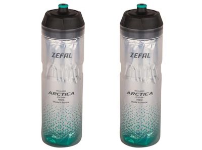 ZEFAL Arctica 75 Pack - Set med två cykelbehållare 750 ml - isolerad cykelflaska - luktfri och vattentät - BPA-fri sportbehållare - silver/karibisk grön
