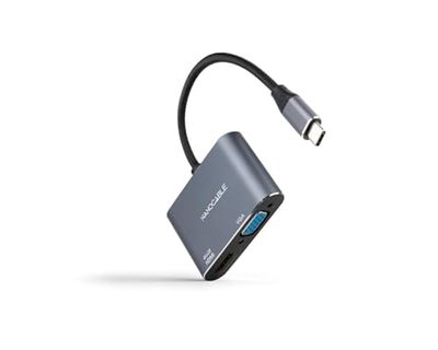 Watio Wave Converter – 15 cm USB-C naar HDMI/VGA converter maakt meerdere verbindingen mogelijk, compact en licht, ideaal voor moderne apparaten*