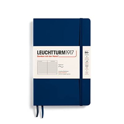 LEUCHTTURM1917 Libretas de notas Paperback (B6+), Tapas blandas, 123 págninas numeradas, Lineas, Azul marino