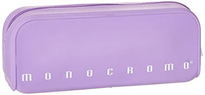 Pigna, Trousse en silicone souple, Pastel monochrome, 20x6x7.5 cm, Délicate couleur violette, Emballé individuellement