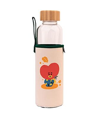 Grupo Erik Botella agua cristal BT21 Tata - Botella cristal 500ml : Botella agua niños | Botella termica 500ml - Botellas de agua con funda protectora