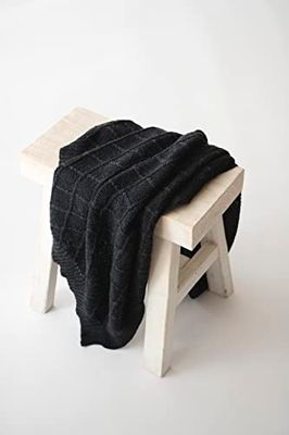 KAISER 6521725 WOOL - Couverture bébé tricotée 100% laine mérinos, couverture bébé respirante, nouveau-né pour l'été, nouveau-né, couverture de poussette, couverture de châle bébé, col. black