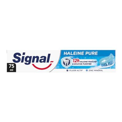 SIGNAL - Dentifrice Haleine Pure - 12h d'haleine fraiche - Bouche purifiée - 95% d'ingrédients d'origine naturelle - 75ml