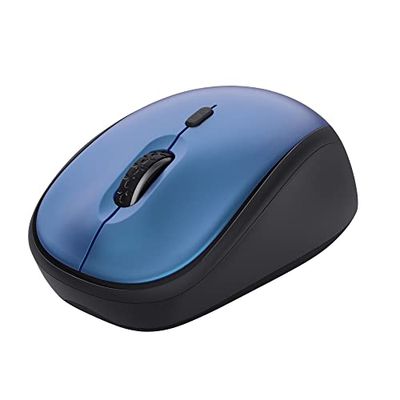 Trust Yvi+ Mouse Wireless Silenzioso con Design Sostenibile, 800-1600 DPI, per Mano Sinistra e Destra, Microricevitore USB, Mouse Senza Fili Compatto per PC, Computer, Laptop, Mac - Blu