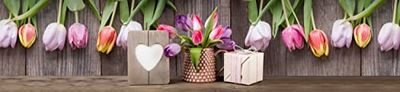 Passatoia da cucina, 100% Made in Italy, Tappeto antimacchia con stampa digitale, Runner antiscivolo e lavabile, Modello Flowers - Elvira, cm 240x52