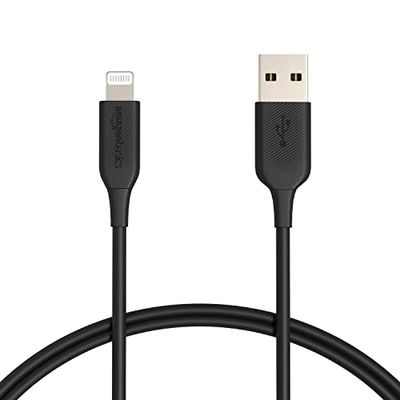 Amazon Basics Kabel do ładowania USB-A na Lightning, zestaw 2 sztuk, ABS, z certyfikatem MFi, ładowarka do Apple iPhone 14, 13, 12, 11, X, Xs Pro, Pro Max, Plus, iPad, 0,91 m, czarny