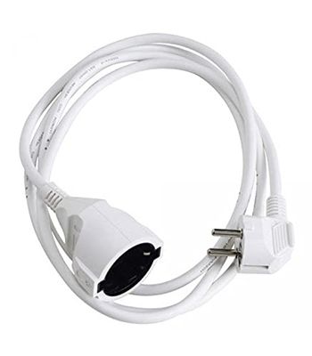 Verlengkabel, 5 m, verlengkabel, 16 A, 3500 W, 3-polige aansluiting + aarde, wit