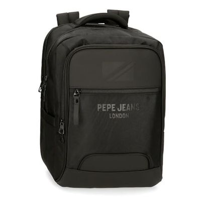 Pepe Jeans Bromley Laptop Backpack Black 31x44x15cm Polyester 20.46L, Black/White, One Size, Laptop Backpack