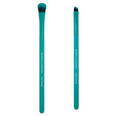 Moda Royal & Langnickel EZGlam Duo Cat Eye Set di 2 pennelli da trucco inclusi - Eye Shader e angolari Eyeliner Pennelli, Teal, BMD-EGCE