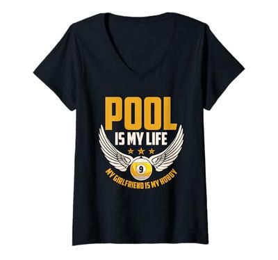 Donna Pool is My Life - Giocatore di biliardo per 9 palle Maglietta con Collo a V