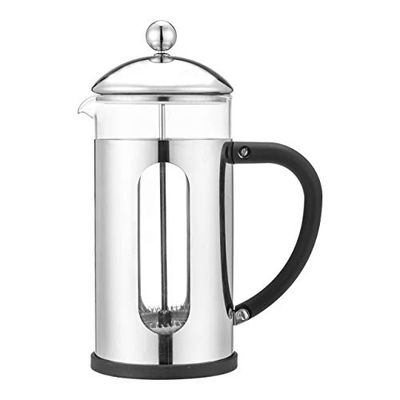 Café Olé Desire cafetière à piston en en acier inoxydable 18/10, verre résistant à la chaleur et plastique – 350ML, convient aux 3 demi-tasse, fini miroir