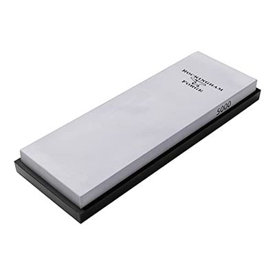 Rockingham Forge Ceramic 5000 Grit Fine Whetstone/Waterstone Knife Sharpener, Non-Slip Silicone Base, RFC-186S