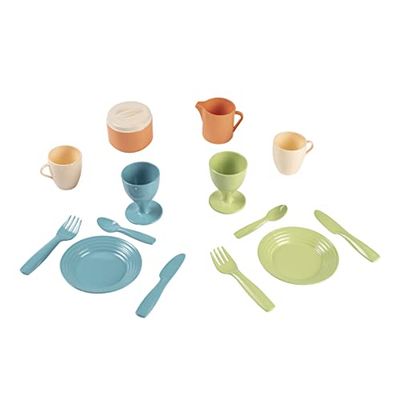 Smoby 7600140606 - Green Servisset av Bioplast - Little Smoby Servisset Tillverkat av Hållbar Bioplast, Perfekta för Fina Picknickar, Tillverkad i Frankrike, Från 18 månader