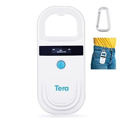 Tera Porte Adresse pour Animaux Lecteur de Puce pour Animaux Scanner RFID Portable Animal puce ID Scanner avec écran OLED Rechargeable avec Boucle D