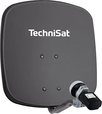 TechniSat DIGIDISH 45 – Antenne Satellite pour 1 utilisateur (Petite Installation Satellite de 45 cm - kit Complet avec Support Mural et Satfinder V/H-LNB) Gris