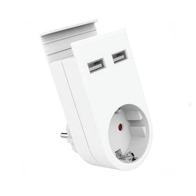230 V + 2 USB-adapters met draagbare mobiele telefoon: laad je apparaten efficiënt op. Met 2 USB-poorten en een handige telefoonhouder is het de perfecte partner voor thuis of op reis.
