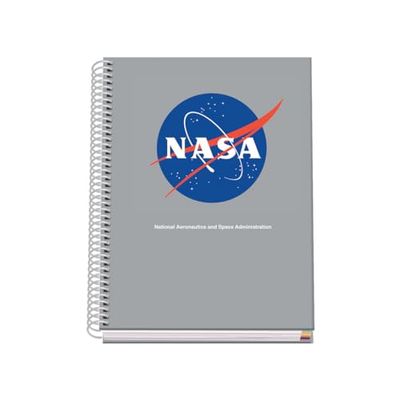 DOHE - Cuaderno A5 Cuadriculado - Encuadernación Espiral, 100 Hojas de 90 g/m², Cuadrícula 5 mm, Tapa Dura, NASA Grey, Material Escolar - Gris