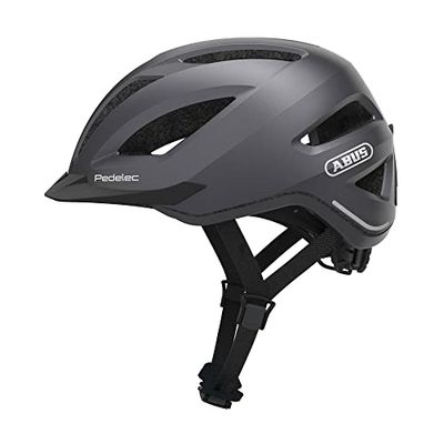 ABUS Pedelec 1.1 - Casco de ciclismo urbano moderno con luz trasera para transportarse en la ciudad - Para hombre y mujer - Gris Oscuro, talla M