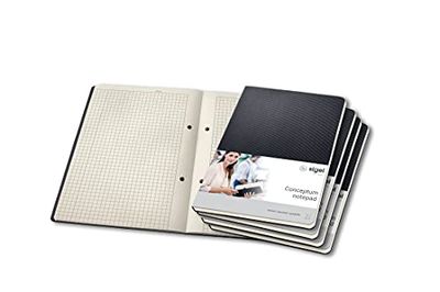 SIGEL CO802 Lot de 5 blocs notes, env. A5 14,9 x 21 cm, petits carreaux, couverture rigide | Idéal comme journal intime, bullet journal, livre d'idées, cahier d'écriture | noir, Conceptum