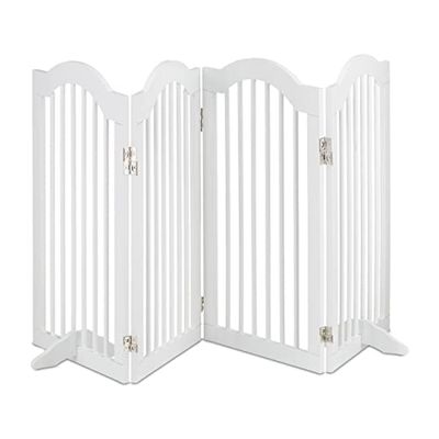 Relaxdays Barrera Seguridad Niños, 4 Paneles, Alto 92 cm, Valla Protección Bebés y Mascotas, Plegable, 92x205 cm, Blanca, Acero
