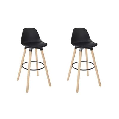 HOME DECO FACTORY, HD0186, Lot de 2 tabourets de Bar Design Moderne, Confort Optimal, Hauteur réglable, stabilité renforcée, Facile à Entretenir - Noir, 37 cm