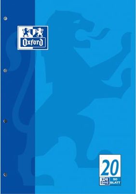 Oxford 100050354 Schoolblok lijnen 20 - A4, 50 vellen, 90 g/m², 4-voudige perforatie