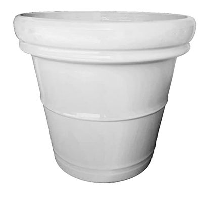VASO BIANCO IN CERAMICA DIPINTO A MANO PER PIANTE ULIVO CYCAS LIMONI, DIAMETRO CM. 40, ALTEZZA CM. 36 FIORIERA MADE IN ITALY
