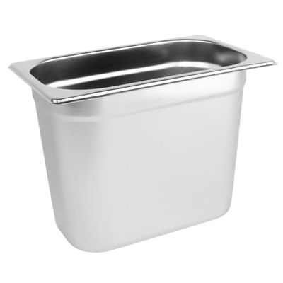 Vogue K823 1/4 Gastronorm sartén de acero inoxidable, 200 mm)