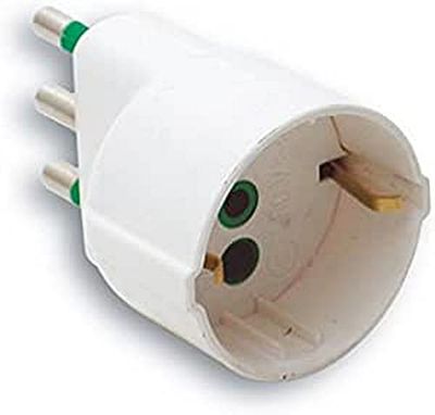FANTON 87130 Adattatore semplice spina italiana 2P+T 16A presa schuko 2P+T 16A Bianco