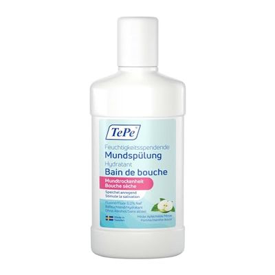 Bain de bouche hydratant TePe bouche sèche, bain de bouche doux fluoré au parfum de menthe douce pour soulager la sensation de bouche sèche