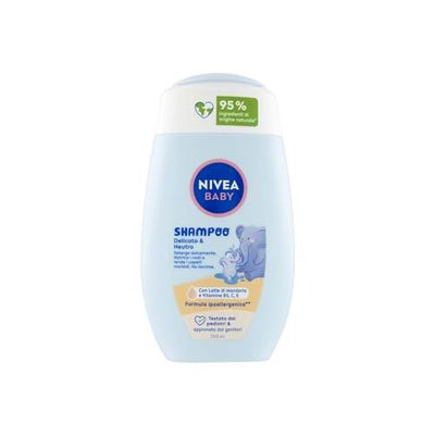 NIVEA BABY Delikat & Neutral Schampo, 200 ml babyschampo för mild rengöring, tårfritt schampo, sulfatfritt schampo för mjukt och trassligt hår