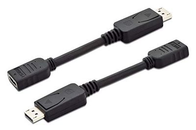 DIGITUS DisplayPort Adapter/konverterare - DP till HDMI - FullHD 1080p60Hz - Displayport 1.2 - DP++ Dual-Mode - Plug & Play - Grafikadapter - Svart
