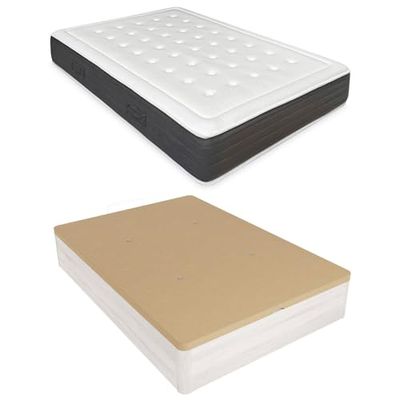 mattfy - Pack Colchón Viscoelástico Alma + Canapé Madera Abatible Gran Capacidad | Color Polar 90 x 200
