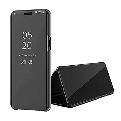 SWMGO® Espejo Enchapado Flip Funda para Samsung Galaxy A80 (Negro)
