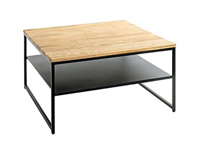 HAKU Möbel mesa de café, madera maciza, roble, negra, 70 x 70 x 40 cm