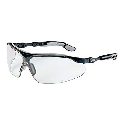 Uvex i-vo Schutz Bügelbrille, Supravision Excellence Transparent, Schwarz,Grau