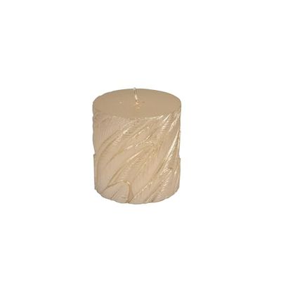 Homéa, Bougie Pilier Embossée Ø7 x H7,5 cm Mystic Jungle Or Finition Brillante