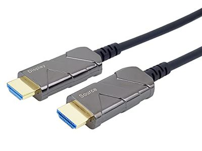 PremiumCord Cavo in Fibra Ottica HDMI 2.1 Attivo Ultraveloce Ottico 8K, 48 Gbps, HDMI 2.1, 3D, EDID, Arc, Risoluzione Video 8K@60Hz, Placcato Oro, Lunghezza 40 m