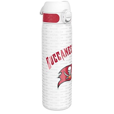 ION8 Borraccia Inox Leggero, 600ml, Non Isolato, a Prova di Perdite, Facile da Aprire, Serratura Sicura, Lavabile in Lavastoviglie, Adatta a Portabicchieri, Maniglia, Durevole, NFL Buccaneers