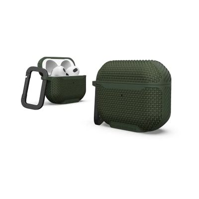 UAG progettata per custodia AirPods (3a generazione 2021) Metropolis Ballistic ARMR Olive Drab - Custodia protettiva robusta compatibile con ricarica MagSafe con moschettone portachiavi di URBAN ARMOR