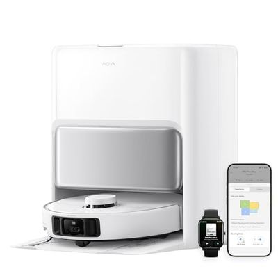 MOVA P50 Pro Ultra Robot aspirateur avec lingette adaptative, puissance d'aspiration de 19 000 Pa avec brosse anti-enchevêtrement, nettoyage automatique de la lingette et de la plaque de lavage à 75°C
