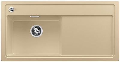 BLANCO 519287 ZENAR XL 6 S Fregadero de cocina, granito de color champán, incluye tabla de cortar de cristal, lavabo izquierdo, 60 cm Unterschrank-Becken links