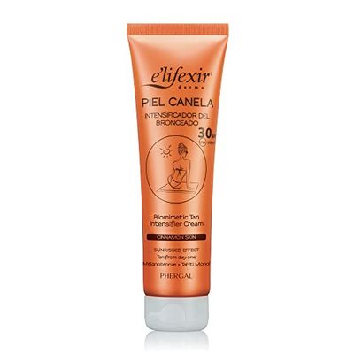 Elifexir Piel Canela SPF 30 | Zonnebrandversneller | Bruining Gel | Intense en Langdurige Bruining | Waterproof | Zonbescherming UVA, UVB en IR-A | Met Monoï de Tahiti | 150 ml