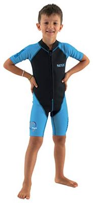 SEAC Dolphin, Muta Shorty in Neoprene da 1.5 mm e Lycra per Il Nuoto, Lo Snorkeling e Il Gioco in Acqua Unisex Bambini, Blu/Nero, 7 Anni
